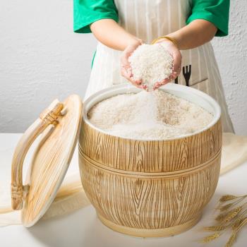 景德鎮陶瓷米缸帶蓋家用米桶10斤20斤裝密封面粉桶防潮防蟲儲米罐