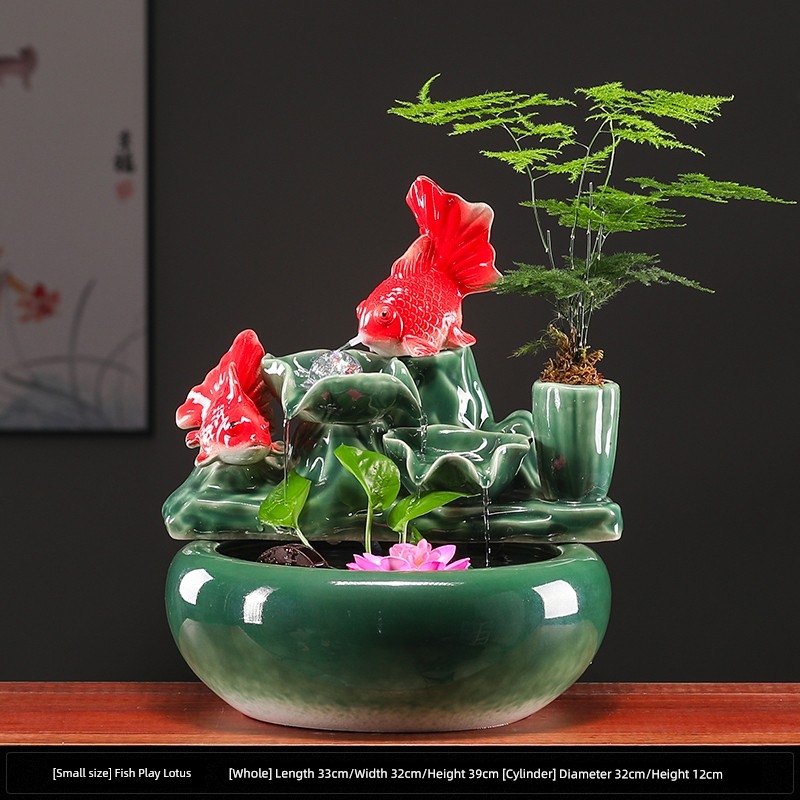 家飾品陶磁器招財魚置物