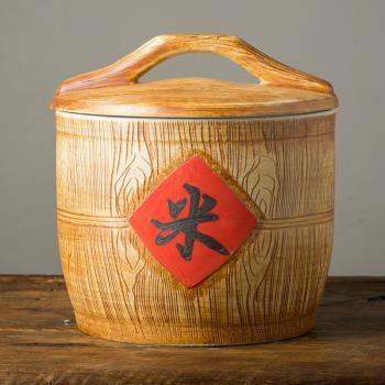 景德鎮陶瓷米缸帶蓋家用裝米桶10斤20斤密封面粉桶防潮防蟲防霉罐