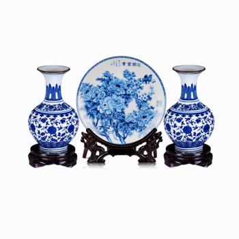 景德鎮陶瓷器 仿古青花瓷小花瓶中式家居裝飾酒櫃客廳工藝品擺件