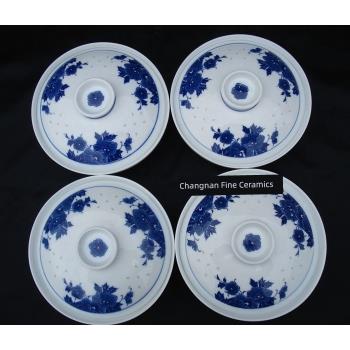 景德鎮陶瓷蓋碗全釉口青花玲瓏和器保溫防塵菜盤家用圓形7寸中式