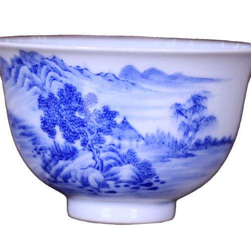 精品青花山水紋三才蓋碗景德鎮古玩古董陶瓷器仿古手工茶具|蓋碗|ETMall