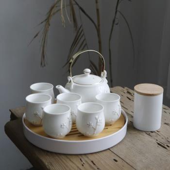手繪描金陶瓷茶具套裝整套家用景德鎮中式現代簡約泡茶壺茶杯茶盤
