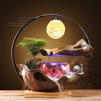 魚缸循環水流水擺件陶瓷造景辦公室客廳桌面創意現代簡約開業禮品