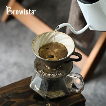 Brewista陶瓷手沖咖啡濾杯V60景德鎮螺旋紋滴濾式過濾杯復古鎏金