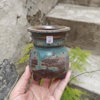 景德鎮手捏粗陶黑陶多肉綠植陶瓷花盆陶泥帶腳透氣控型戰國綠復古