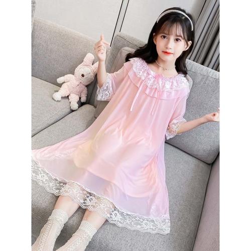 女童睡衣夏季薄款小女孩睡裙夏款莫代爾兒童中大童公主風2025新款