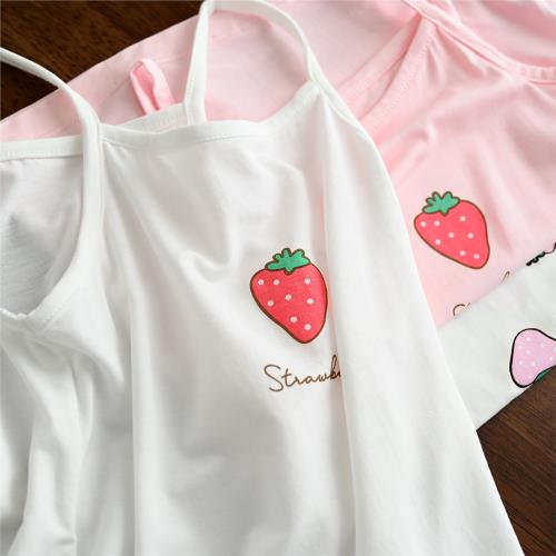 兒童莫代爾卡通吊帶 女童薄款家居草莓背心 中大童170 夏款童裝