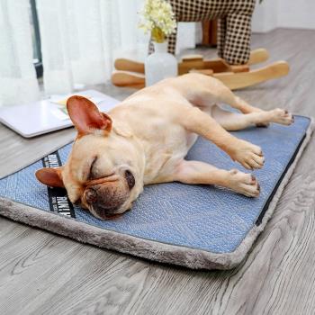 狗狗涼席地墊冰墊夏天寵物用品冰絲墊子床墊貓咪狗窩涼席睡墊夏季