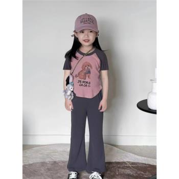夏季兒童莫代爾套裝女童韓版家居服女寶休閑短袖防蚊長褲薄款睡衣