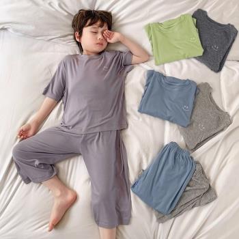 男童睡衣夏季中大童2024新款莫代爾男孩空調服薄款兒童家居服套裝
