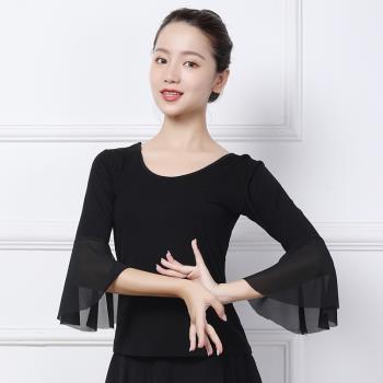 廣場舞服裝女上衣中袖莫代爾夏季中老年舞蹈練功服古典形體跳舞衣