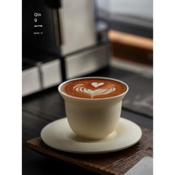 ins奶油風陶瓷拉花杯 杯碟套裝拿鐵杯精緻杯子日式啞光純色咖啡杯