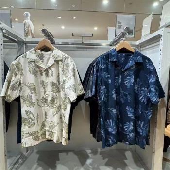 男裝女裝夏季莫代爾棉混紡印花短袖開領襯衫467512/467120/467513