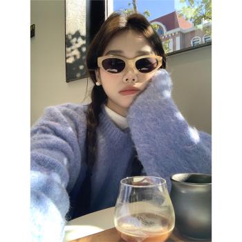 MELIYA復古奶茶色偏光貓眼墨鏡太陽眼鏡ins韓國墨鏡凹造型百搭款
