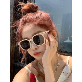 網紅款白框墨鏡女高級感ins潮大臉顯瘦夏季偏光太陽鏡女防紫外線