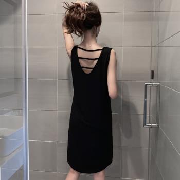 純棉睡衣女生夏季吊帶性感露背睡裙少女莫代爾春秋大碼家居服背心