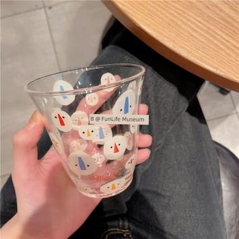 FunLife生活館 創意可愛雪人高硼硅玻璃杯ins耐冷耐熱水杯咖啡杯