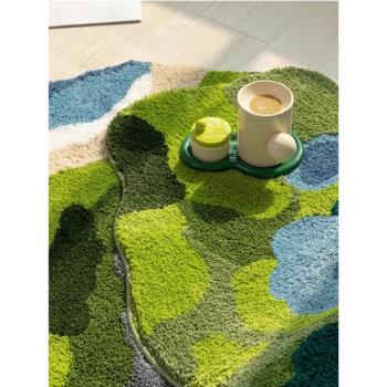 苔蘚地毯北歐ins風綠色異形床邊毯森林地毯臥室客廳茶幾沙發毯墊