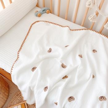 ins嬰兒蓋毯純棉寶寶紗布空調毛巾被外出推車蓋毯新生兒小被子