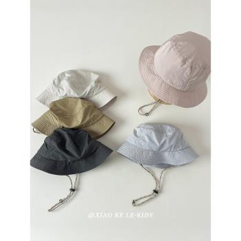 韓國ins兒童漁夫帽夏季薄款男女童帽子寶寶速干露營帽遮陽防曬帽