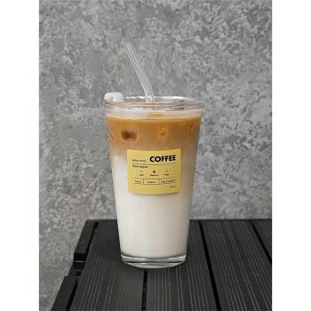 TOTHEMOON原創韓式ins風簡約玻璃杯隨行杯咖啡杯帶吸管帶蓋大容量