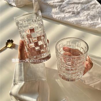 藤編玻璃杯ins清新森系家用浮雕水杯果汁咖啡冷飲杯創意網紅博主
