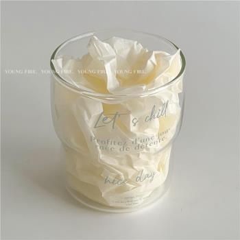 YOUNGFIRE原創設計ins韓風法式大容量玻璃杯耐熱咖啡牛奶早餐水杯