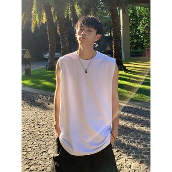 FOFWMODE 夏季純色運動背心男女寬松百搭學生ins潮流無袖上衣