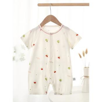 嬰兒夏季衣服純棉哈衣男女寶寶薄款莫代爾連體衣新生兒短袖空調服