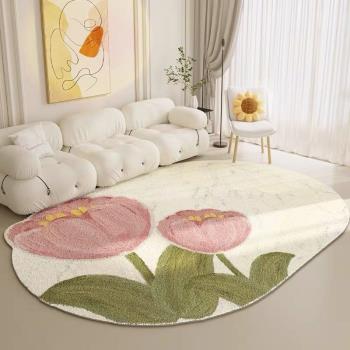 地毯客廳郁金香花朵ins風小清新沙發茶幾毯氛圍感地墊異形地毯