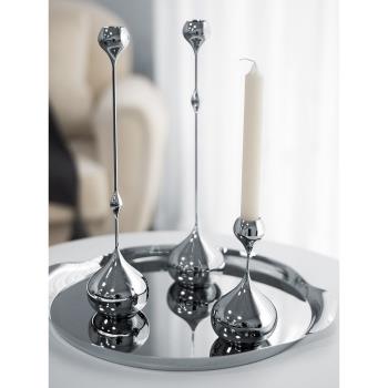 北歐浪漫氛圍感ins 水滴燭臺金屬擺件蠟燭臺婚慶樣板房家居裝飾品