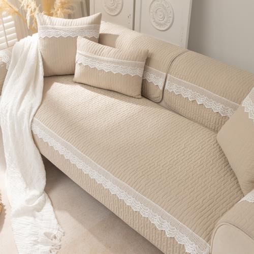 純色全棉沙發墊北歐ins風四季固定防滑通用簡約皮沙發套罩蓋布巾