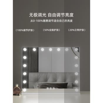 米卡充電ins網紅壁掛化妝鏡帶燈