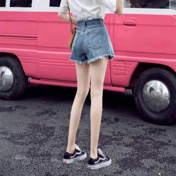 韓國毛邊牛仔短褲女夏季新款高腰a字闊腿復古顯瘦外穿熱褲子潮ins