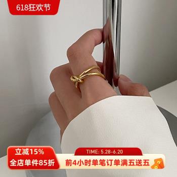 輕奢金屬線條打結女ins關節戒指
