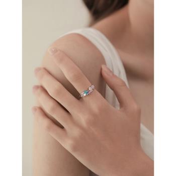 VEKE「愛麗絲仙境」彩色鋯石珍珠精緻戒指女高級時尚