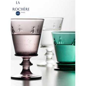 法國進口La Rochere綠色玻璃杯高腳杯高檔蜜蜂ins風復古浮雕酒杯