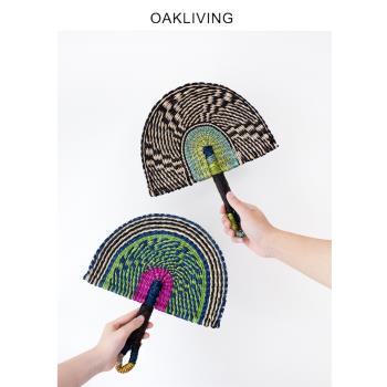 oakliving越南草編扇手工編織非洲元素ins風家用裝飾掛件扇子
