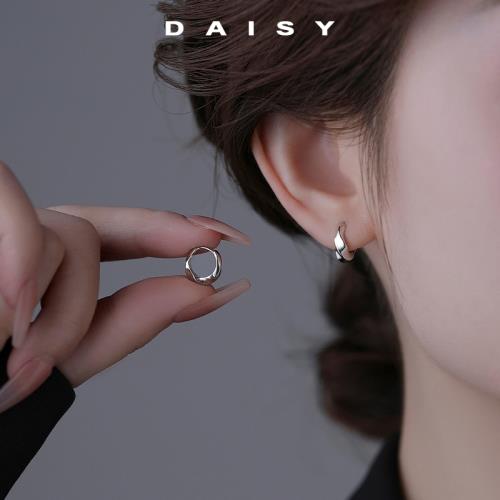 925純銀素圈耳環銀飾耳釘女簡約高級感莫比烏斯環耳圈耳扣ins耳飾
