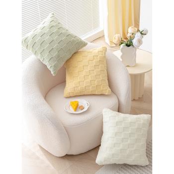 簡約白色毛絨抱枕網紅可拆洗沙發客廳純色靠背墊靠枕套ins奶油風
