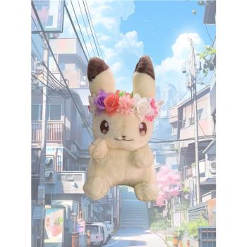 外單寶可夢伊布春祭復活節系列毛絨公仔 寶可夢花環皮神20cm娃娃