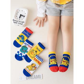 兒童襪子夏季薄款純棉網眼短襪男童寶可夢可愛卡通寶寶襪女童潮襪