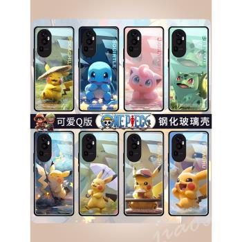 傑尼龜適用opporeno7手機殼reno8皮卡丘6pro寶可夢k10新款realme真我gtneo可愛卡通a92玻璃findx6防摔5保護套