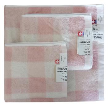 日本進口今治毛巾家用粉色格純棉新款柔軟吸水方巾洗臉巾浴巾禮品