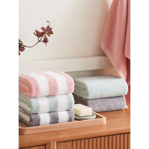 100%全棉A類阿瓦提條紋毛巾全棉吸水浴巾加厚純棉長絨棉面巾3條裝