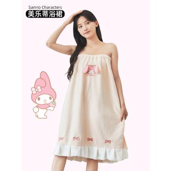 三麗鷗美樂蒂公主浴裙軟萌可愛珊瑚絨魚尾裙擺浴袍吸水速幹浴巾