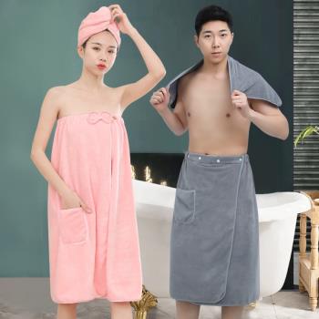 浴巾情侶款一對女可穿可裹巾浴裙家用非純棉吸水男大2024新款高級