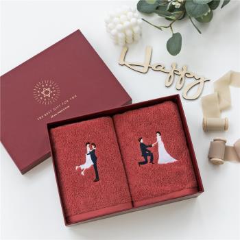 情侶求婚婚禮結婚婚慶加厚毛巾 純棉家用柔軟超強吸水伴手禮回禮