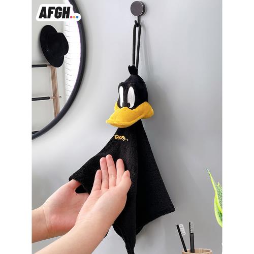 送掛鉤 AFGH正版樂一通達菲鴨Daffy頭像擦手巾毛巾可掛式加厚吸水